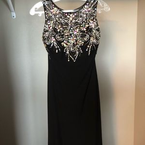 Black & mesh sequin prom dress